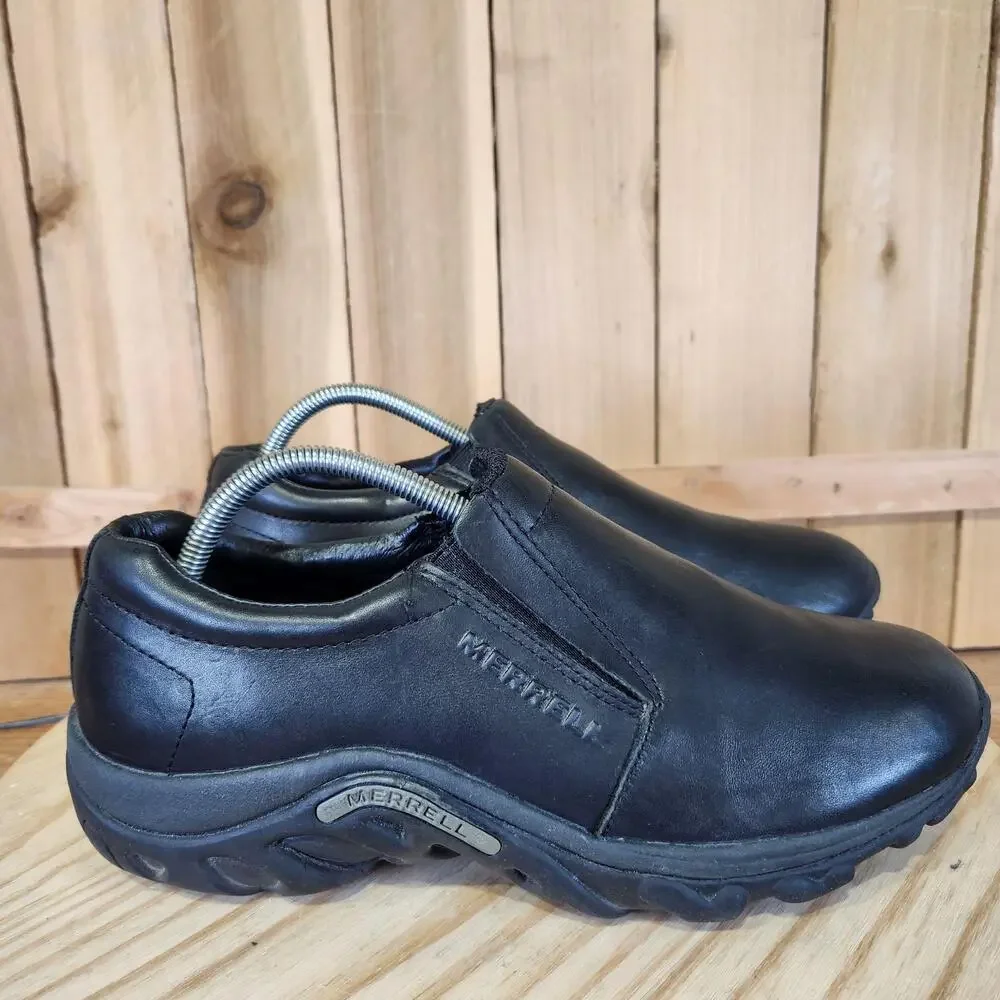 Merrell Jungle Moc Shoes Mens 9.5 Black Leather Slip On Work Comfort Walking